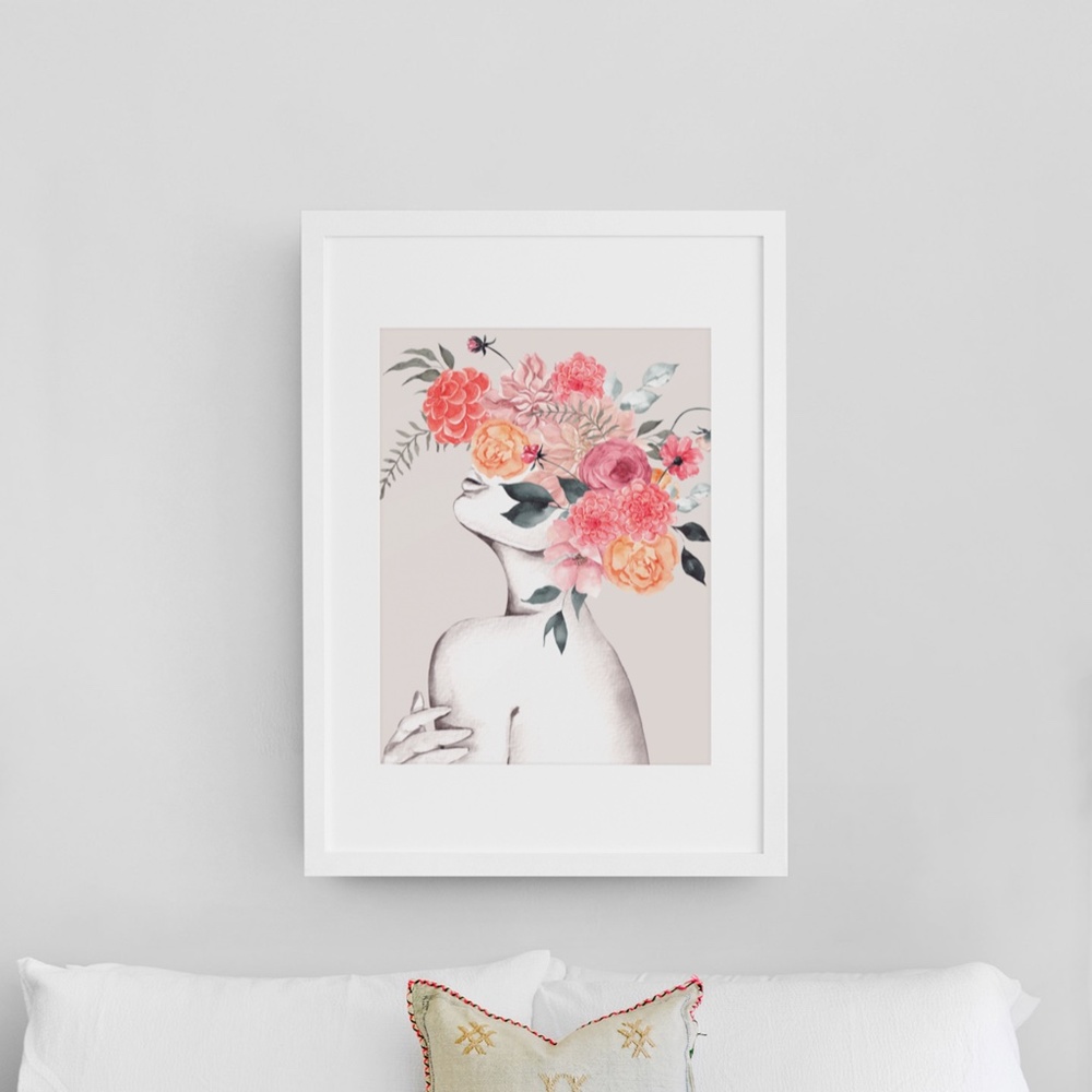 Abstract Floral Woman Wall Art Print Unframed - Picture 3 of 16
